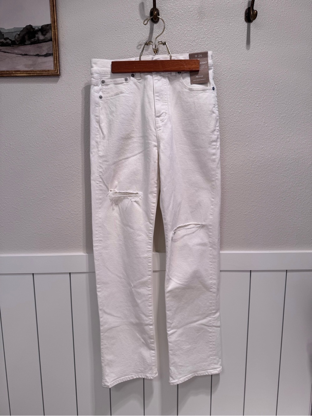 Madewell 90s Straight-Leg Women’s Jeans - White with Distressing